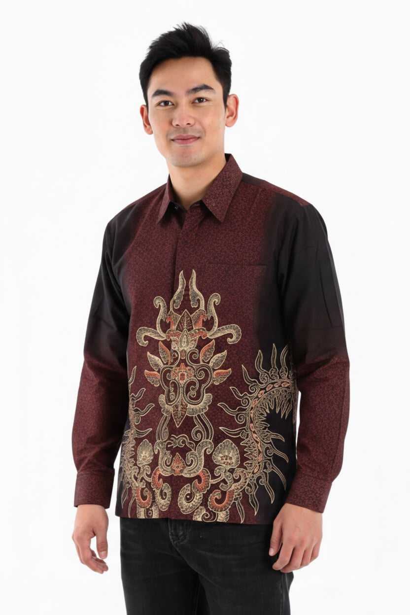 Men’s Batik Shirt – Regal Flame | Long Sleeves3