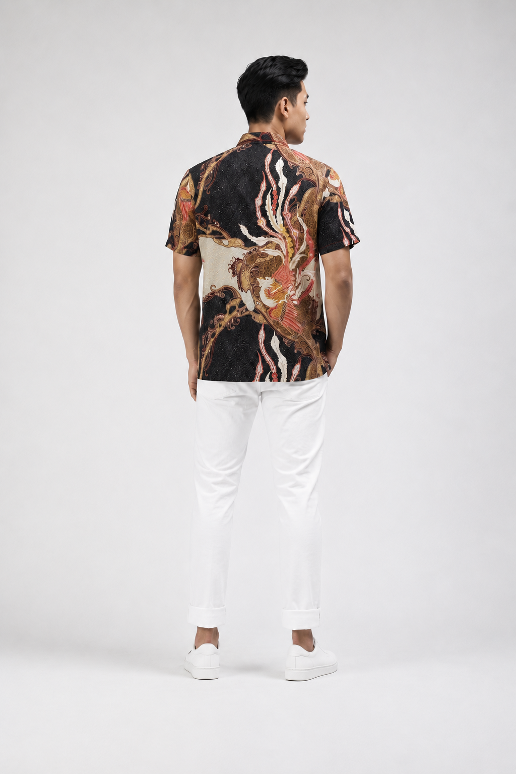 Mens Batik Shirt – Scarlet Phoenix | Short Sleeves