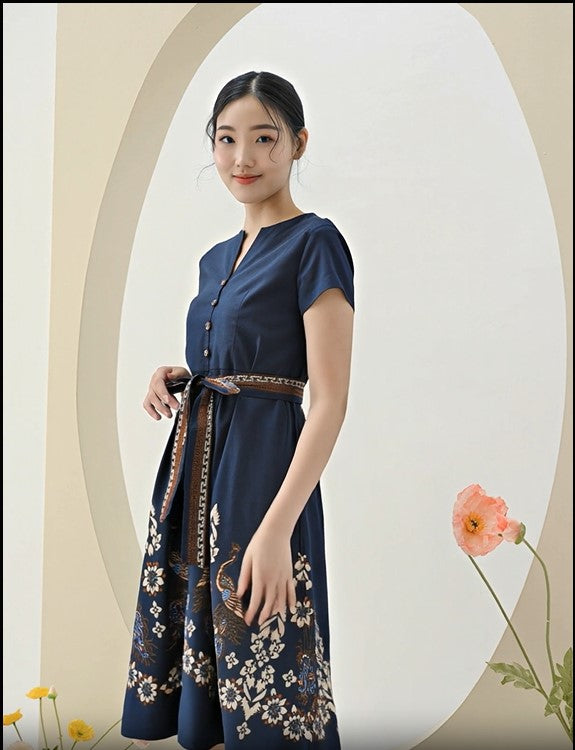 Women's Batik Midi Dress - Ornate Nature