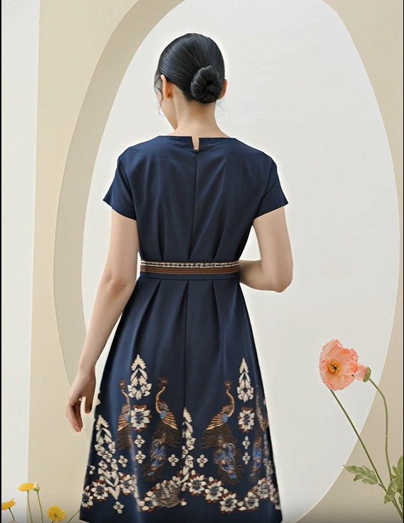 Women's Batik Midi Dress - Ornate Nature