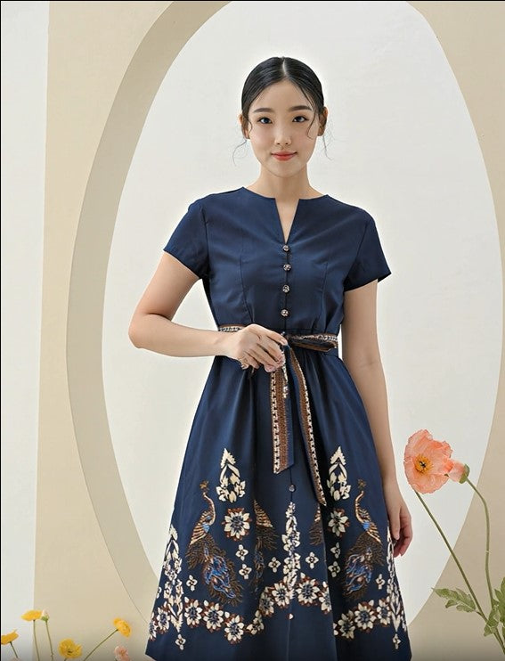 Women's Batik Midi Dress - Ornate Nature