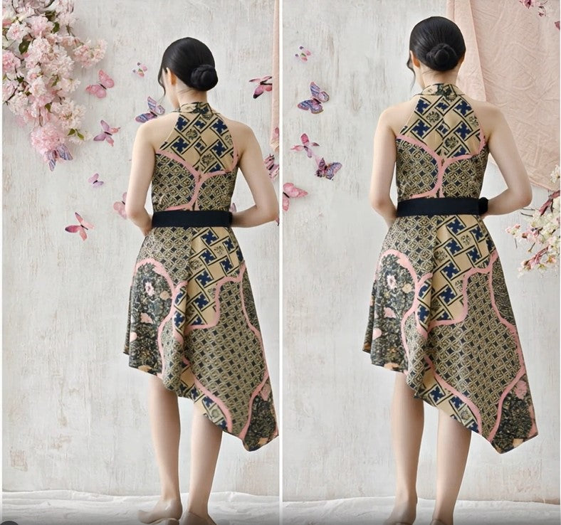 Women's Batik Halter Dress - Butterfly Grace