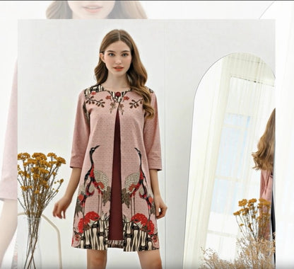 Women's Batik Kimono Dress - Enchanting Red