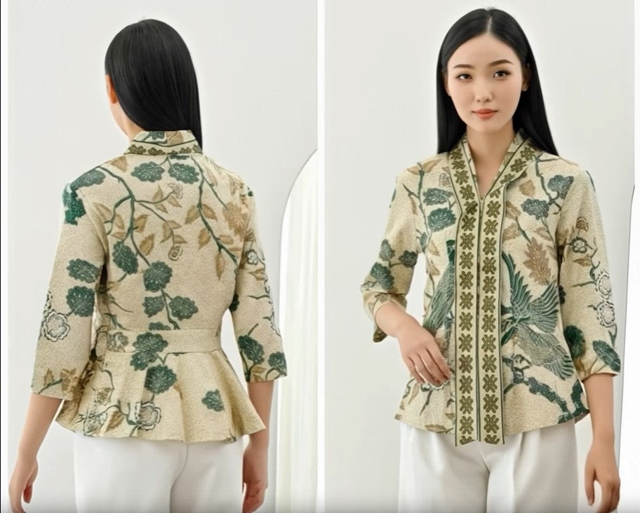 Women's Batik Kimono - Peony Bird Paradise