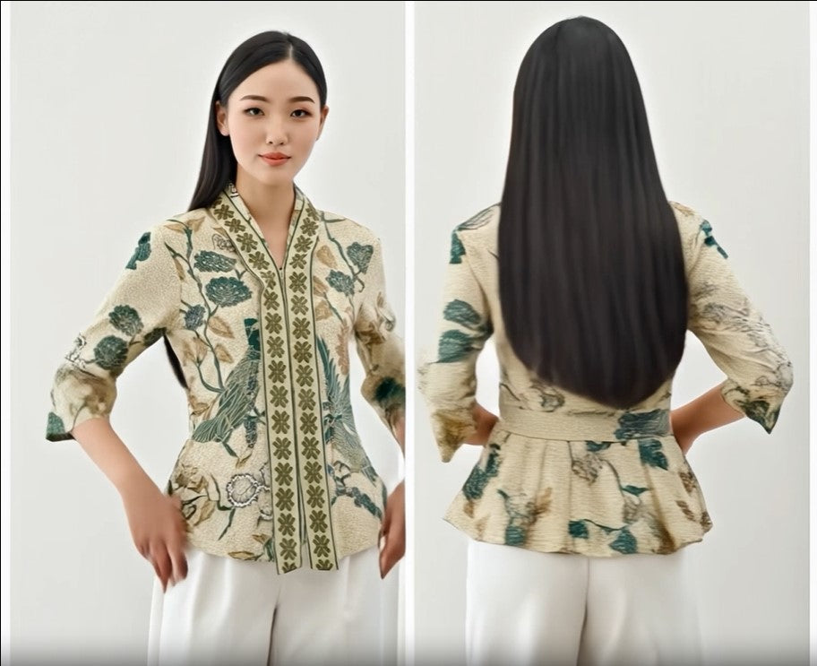 Women's Batik Kimono - Peony Bird Paradise