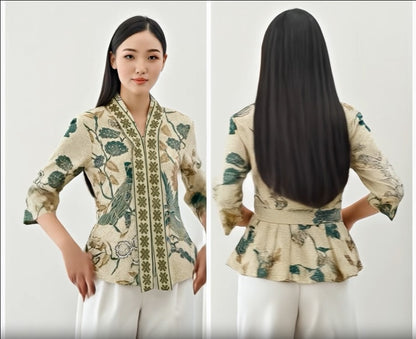Women's Batik Kimono - Peony Bird Paradise
