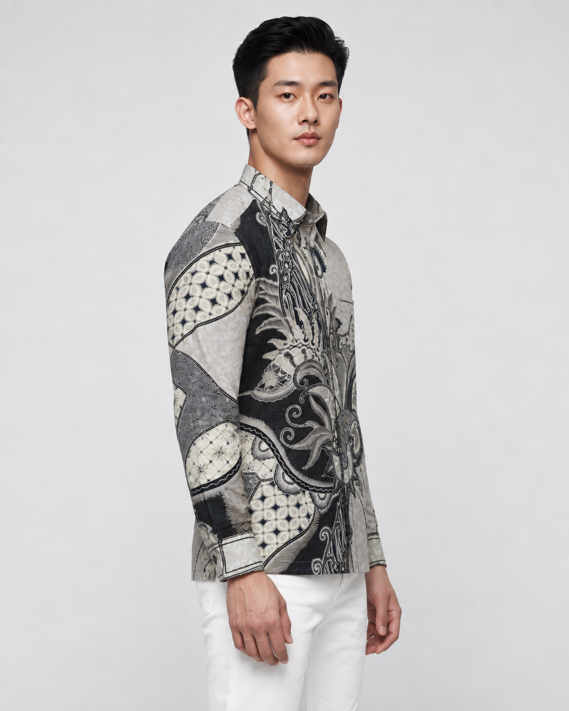 Mens Batik Shirt – Porcelain Tide | Long Sleeves