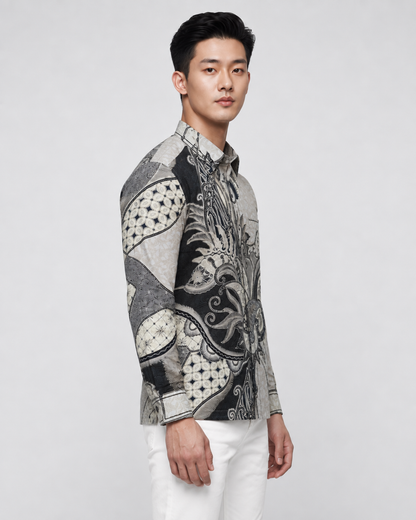 Mens Batik Shirt – Porcelain Tide | Long Sleeves