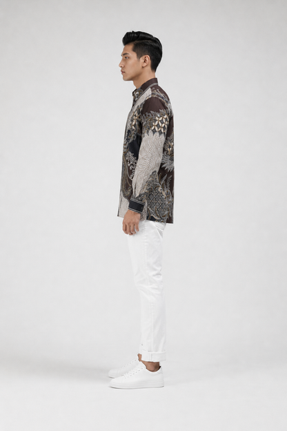 Mens Batik Shirt – Bronze Phoenix | Long Sleeves