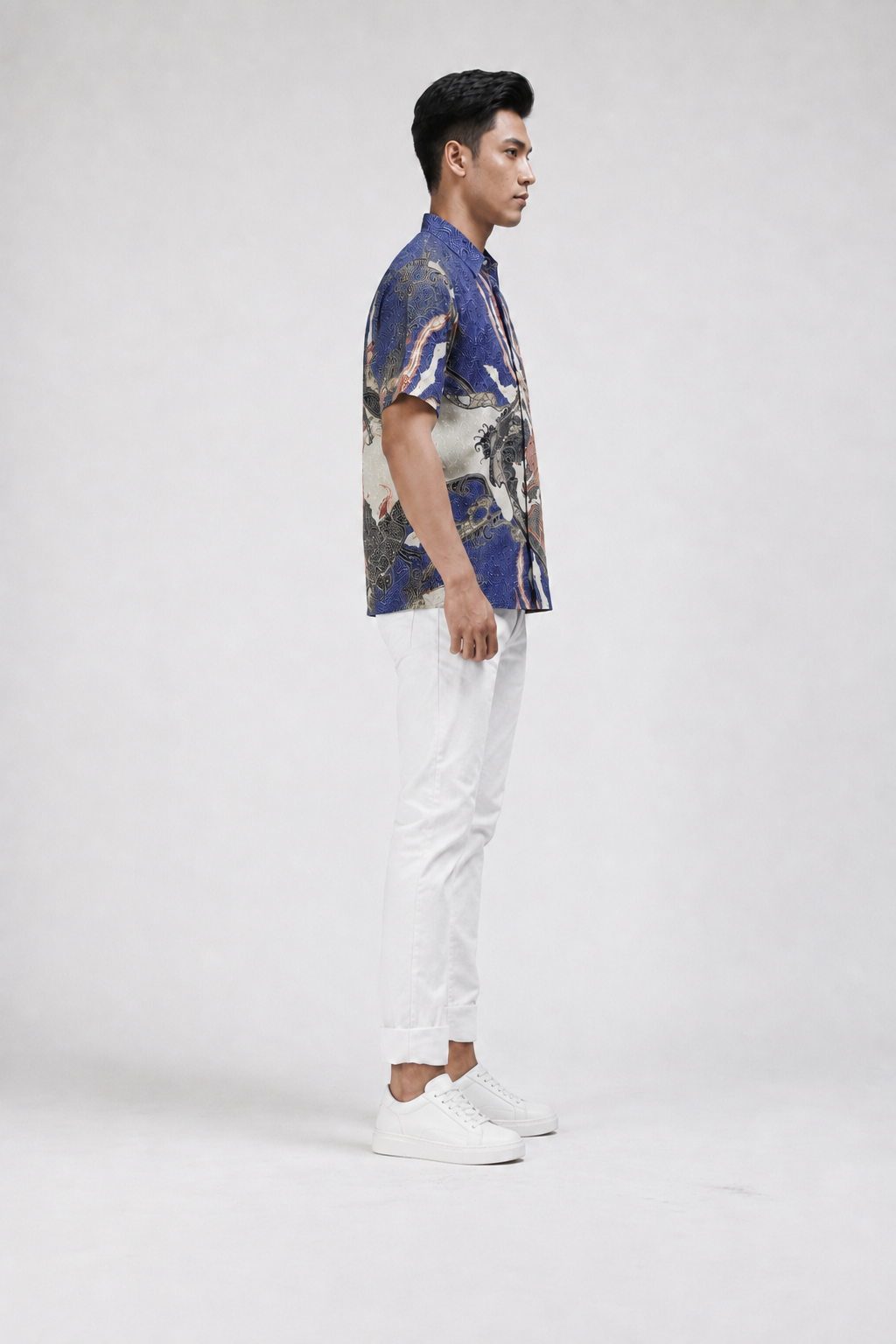 Mens Batik Shirt – Azure Phoenix | Short Sleeves