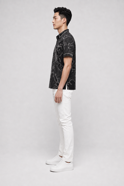Mens Batik Shirt – Moonlight Crest | Short Sleeves