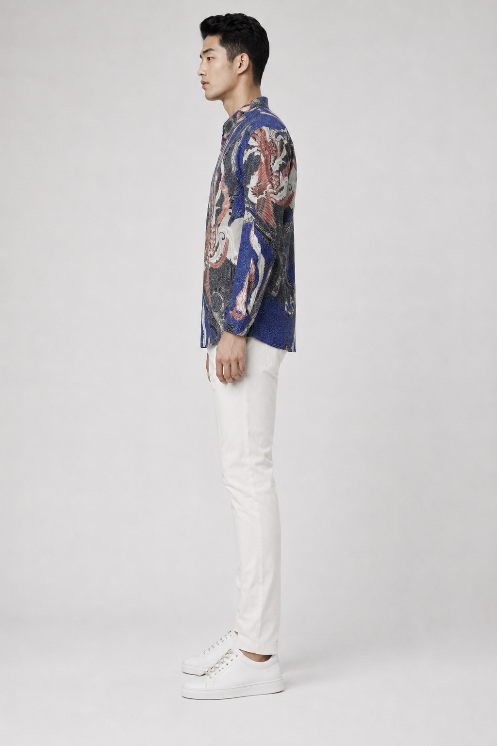 Mens Batik Shirt – Azure Phoenix | Long Sleeves