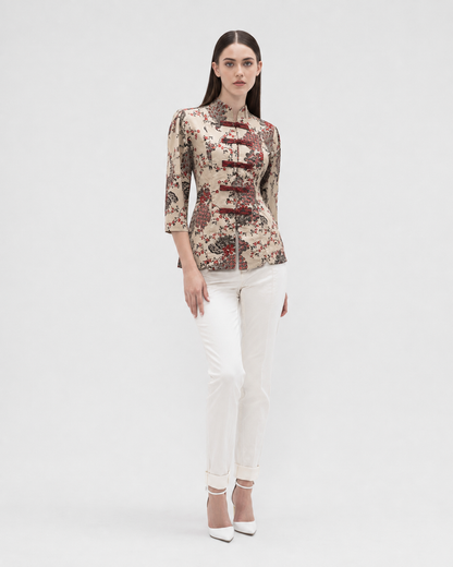 Women’s Batik Tang Suit – Prosperity in Bloom | Red