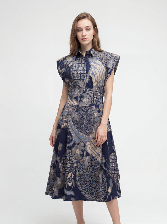 Women's Batik Cap Sleeve Dress - Heritage Blossom