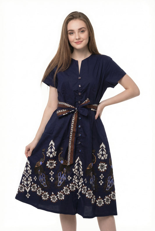Women's Batik Midi Dress - Ornate Nature