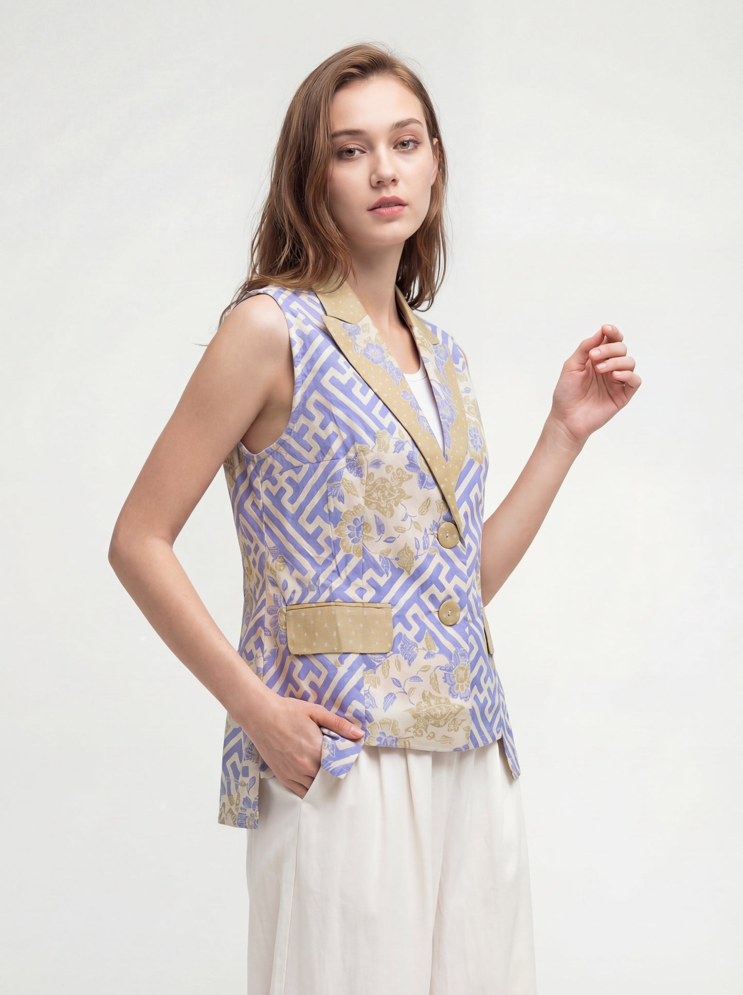 Women's Batik Vest - Labyrinth Blossom