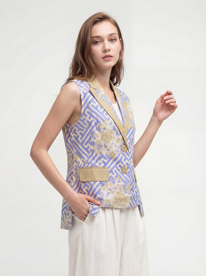 Women's Batik Vest - Labyrinth Blossom