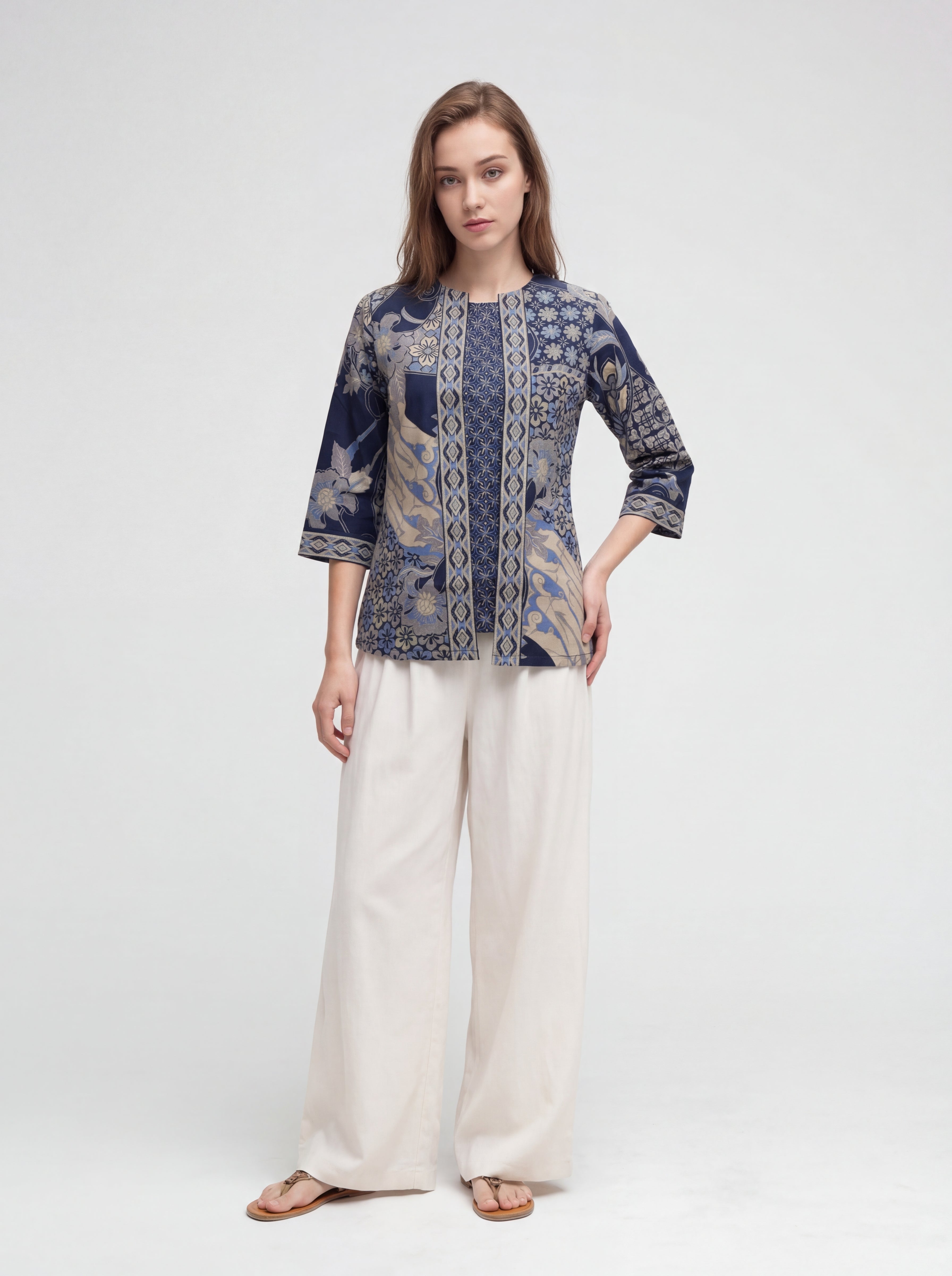 Women's Batik Blouse - Heritage Blossom - front