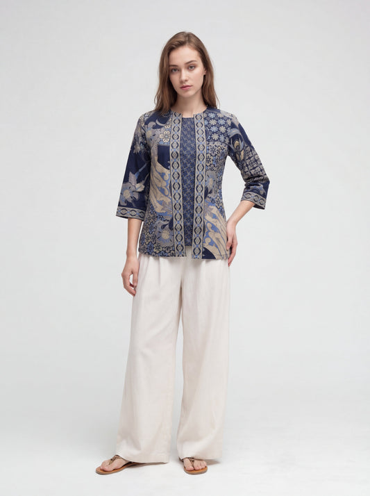 Women's Batik Blouse - Heritage Blossom - front