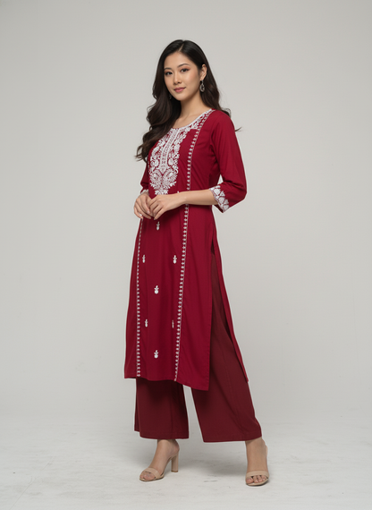 Women’s Batik Kurti – Maroon Heritage Bloom 2
