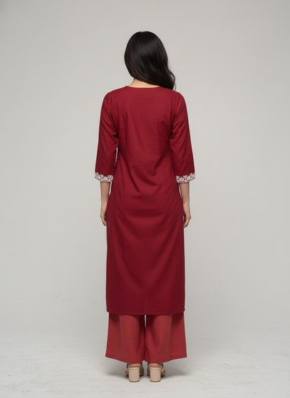 Women’s Batik Kurti – Maroon Heritage Bloom 5