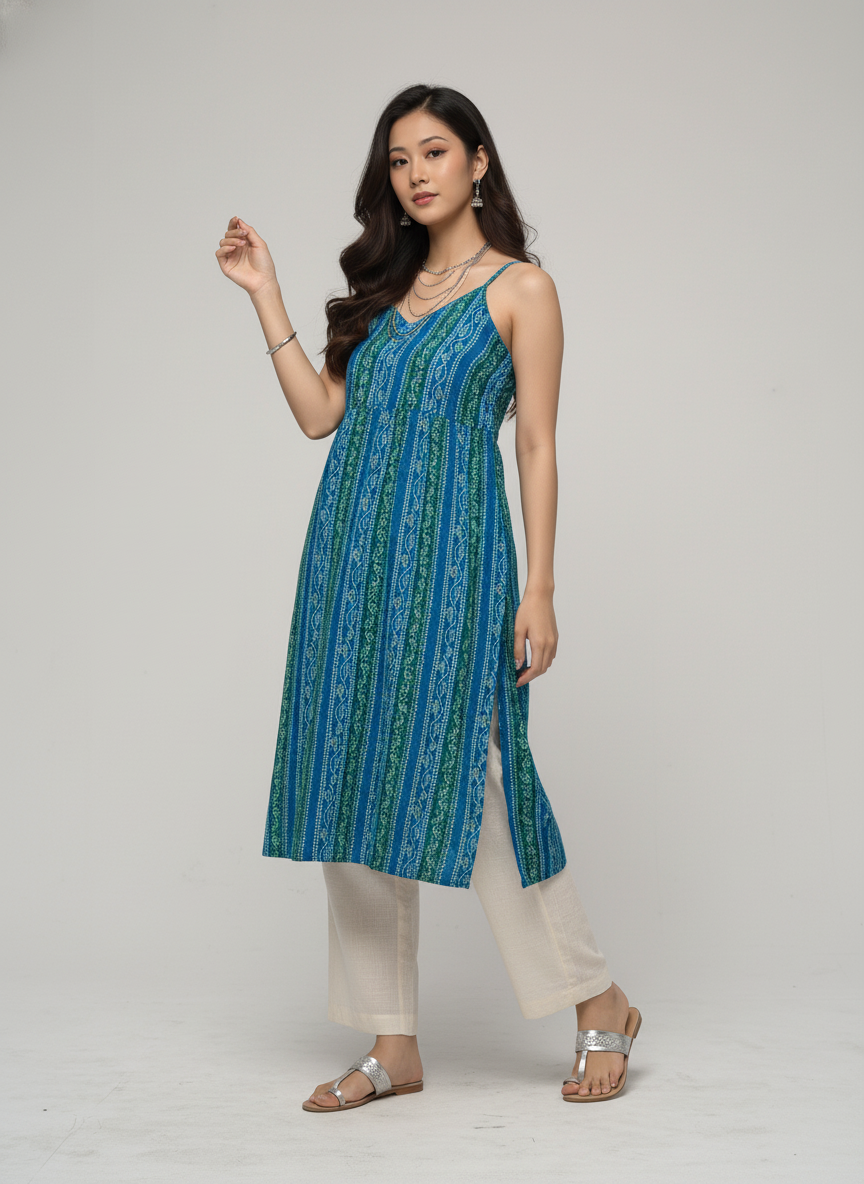 Women’s Batik Kurti – Ocean Grove Sleeveless 1