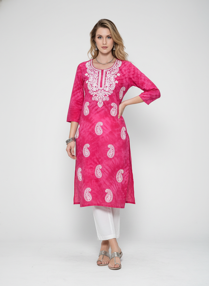 Women’s Batik Kurti – Pink Paisley Elegance 2