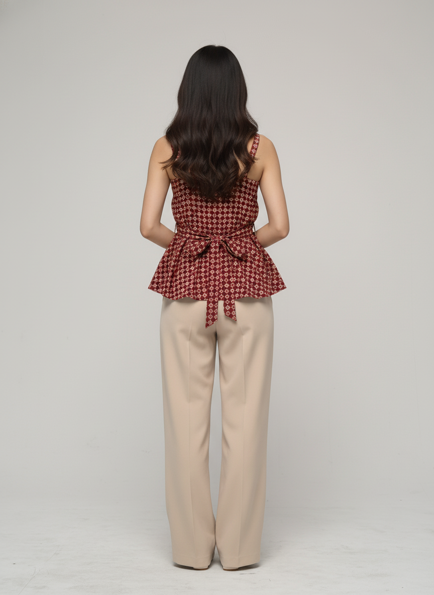 Women’s Batik Top – Scarlet Petal Peplum 2