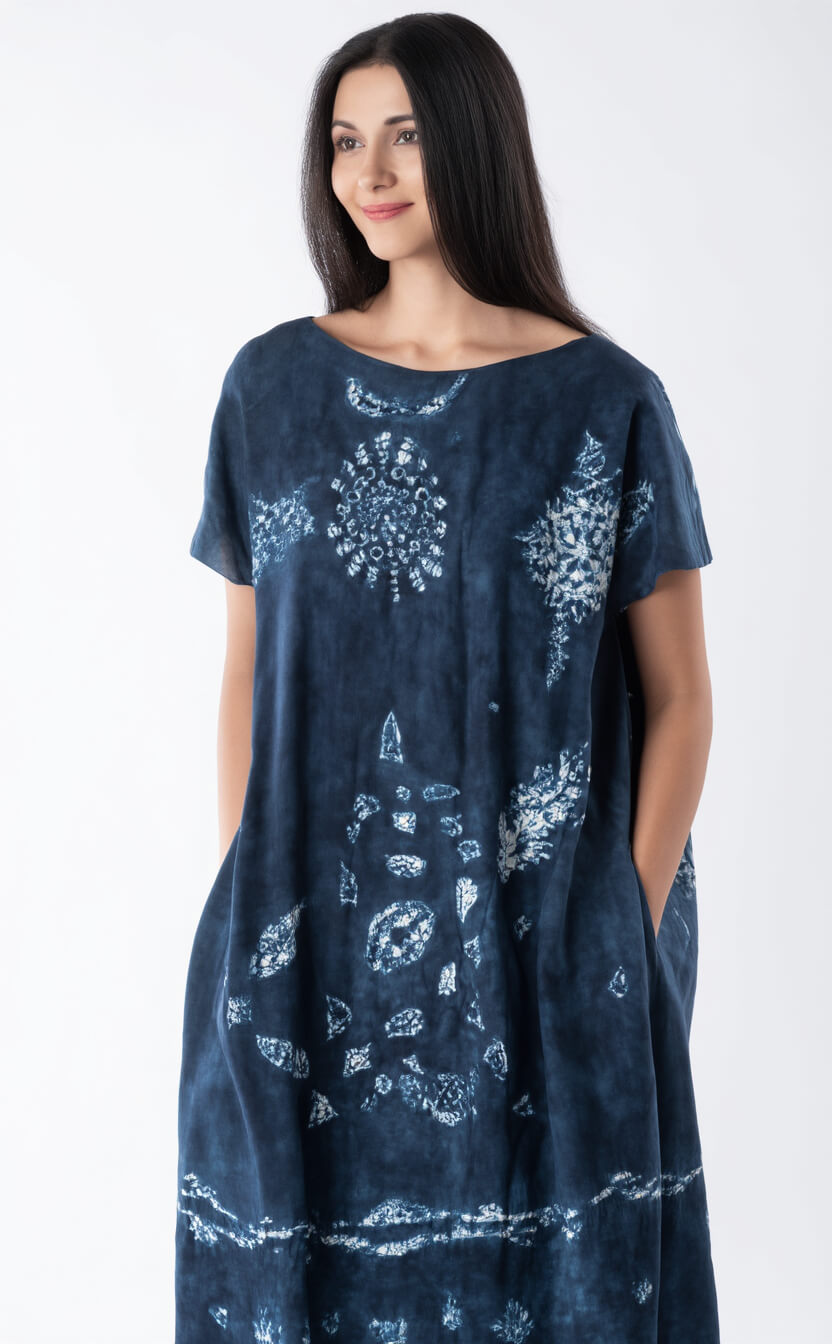Women's Fusion Batik Dress - Blue Reverie