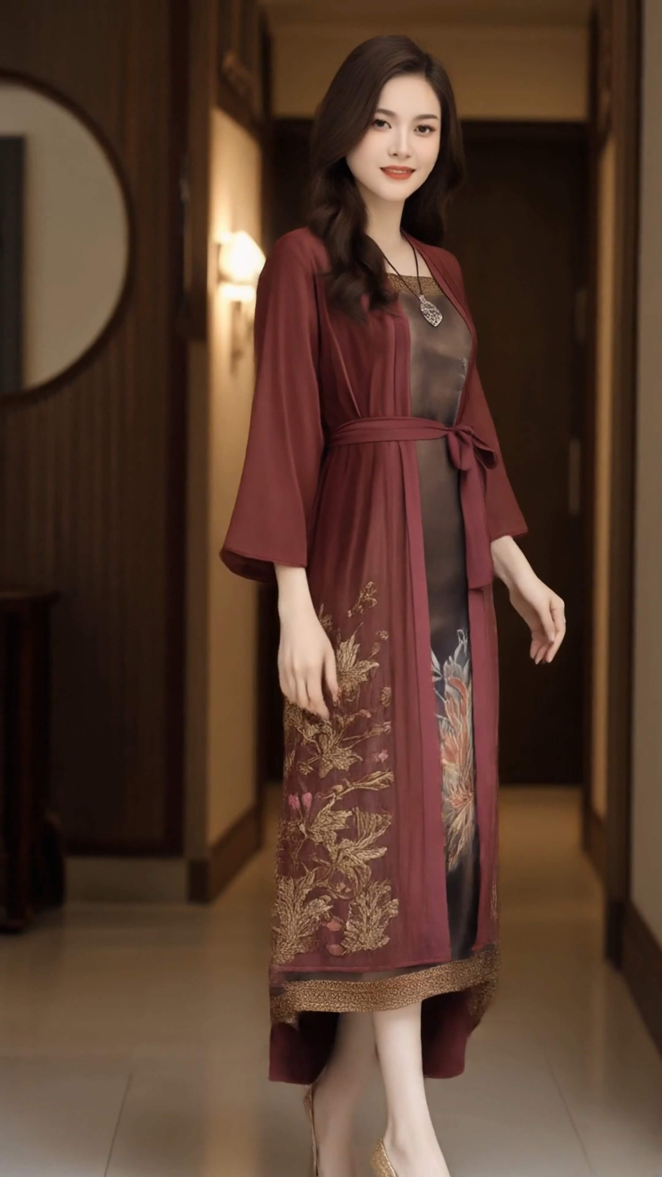 Women's Fusion Batik Dress - Crimson Bloom 2