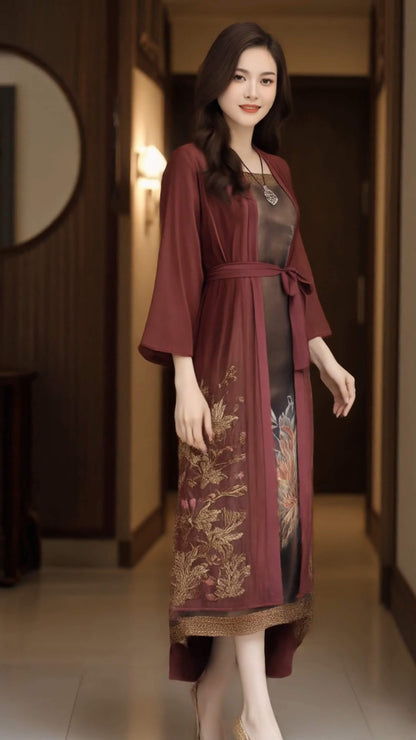 Women's Fusion Batik Dress - Crimson Bloom 2