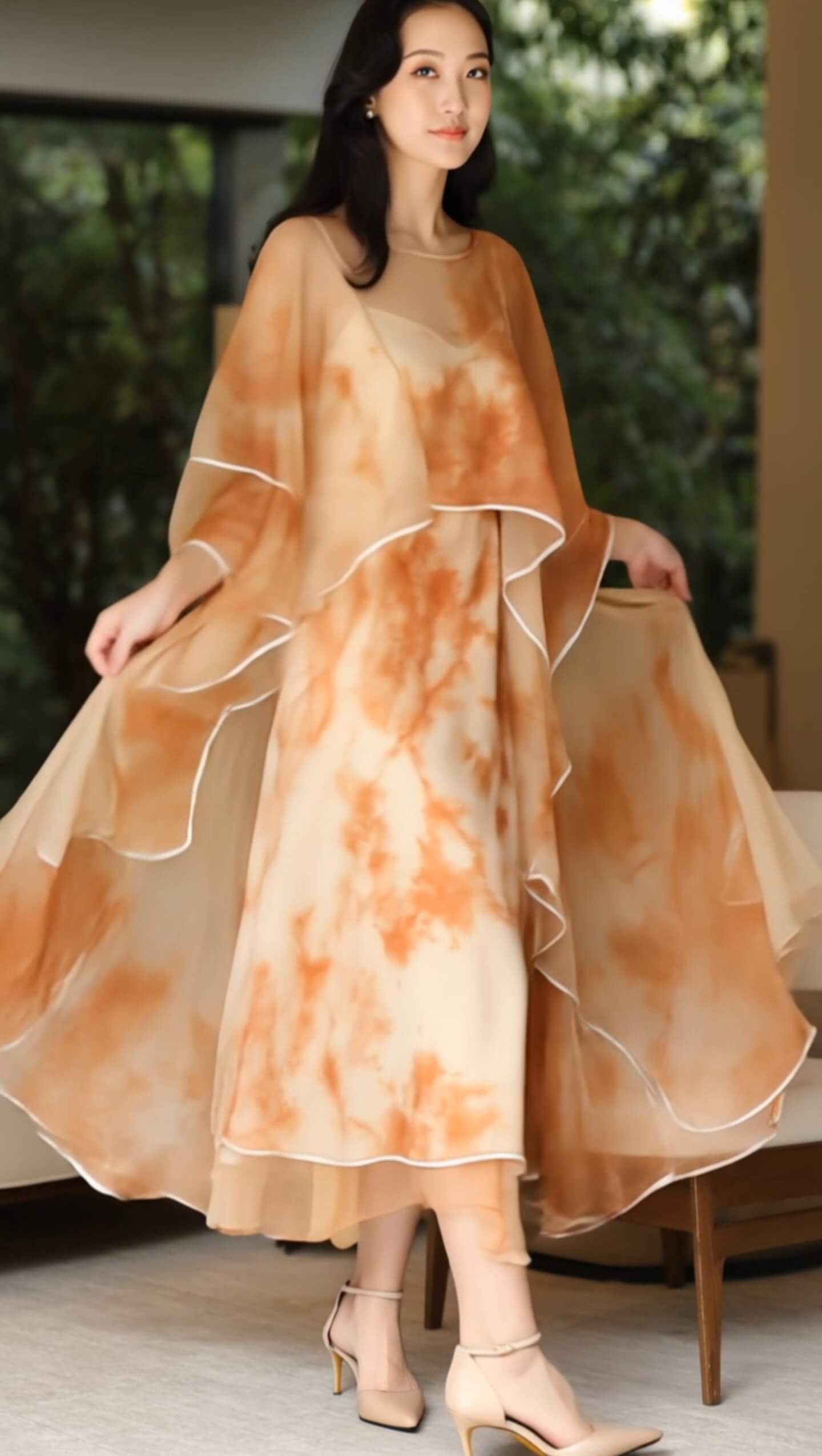 Women's Fusion Batik Dress - Tangerine 2