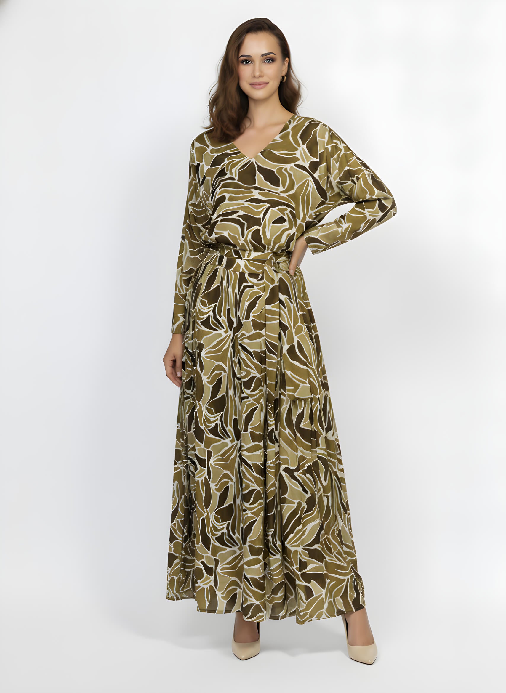 Womens Fusion Batik Set - Olive Serif - front 1