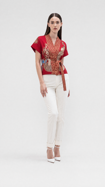 Women’s Batik Wrap Kimono – Prosperity in Bloom