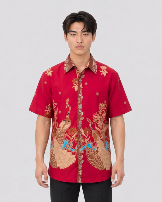 Men's Batik Shirt - Phoenix Prosperity | Short Sleeves