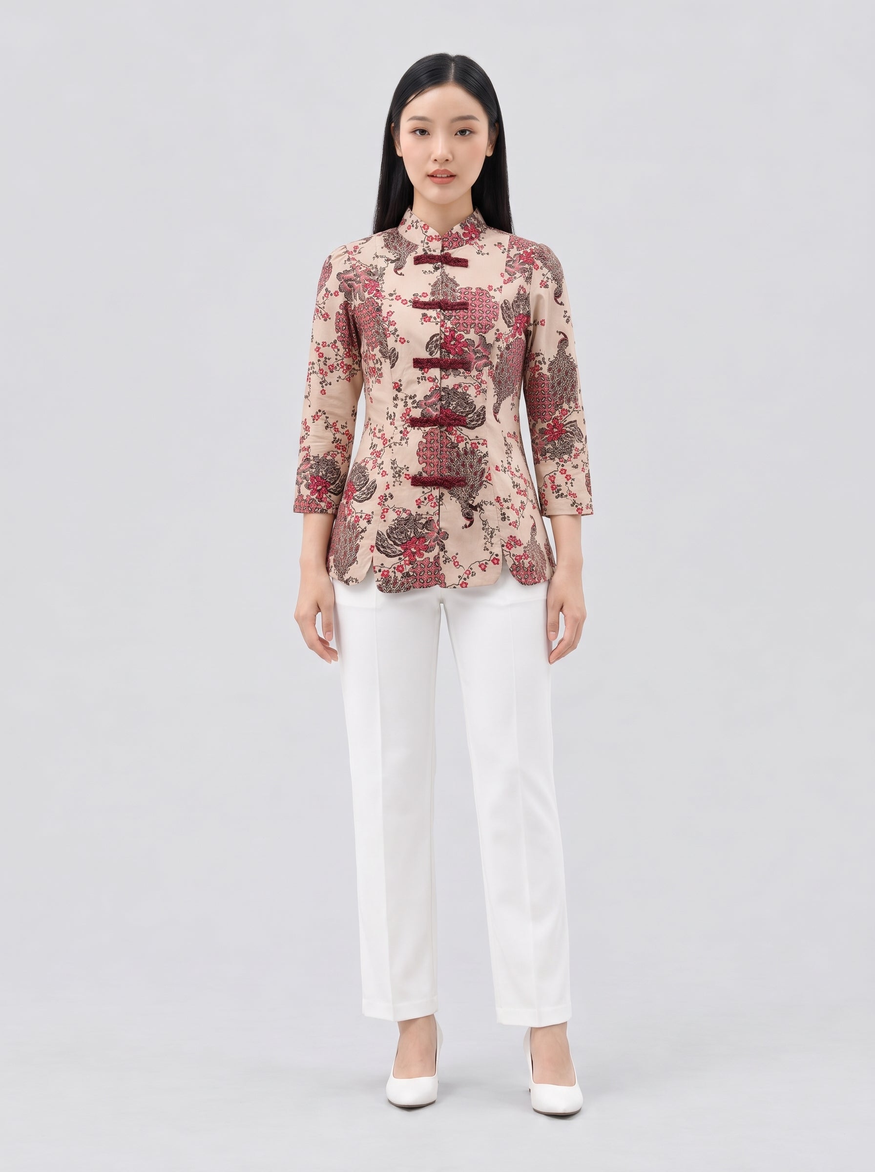 Women’s Batik Tang Suit – Prosperity in Bloom | Red