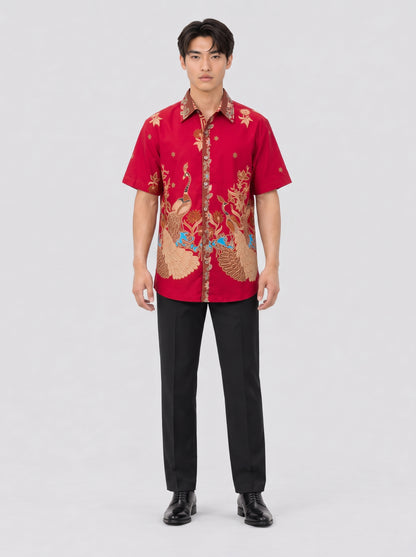 Men's Batik Shirt - Phoenix Prosperity | Short Sleeves