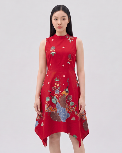 Women's Batik Handkerchief Hem Dress - Phoenix Prosperity