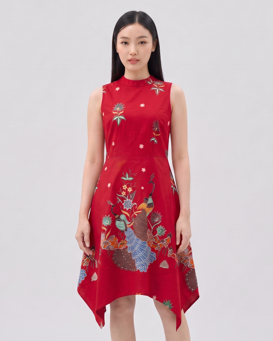 Women's Batik Handkerchief Hem Dress - Phoenix Prosperity