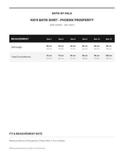 Kid's Batik Shirt - Phoenix Prosperity