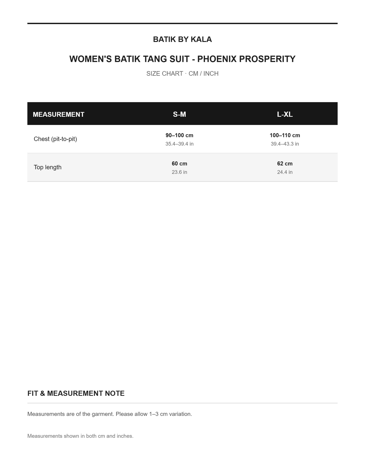 Women's Batik Tang Suit - Phoenix Prosperity