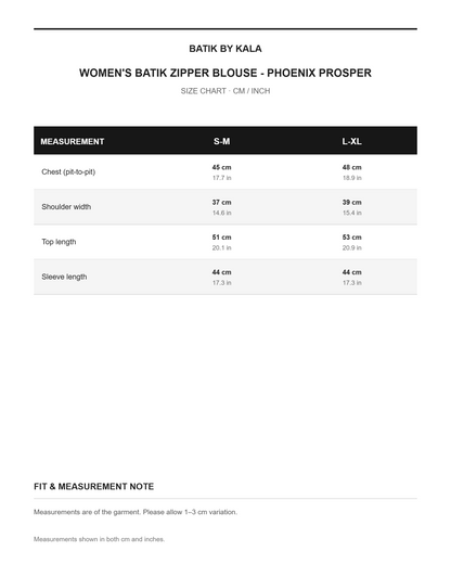 Women's Batik Zipper Blouse - Phoenix Prosperity