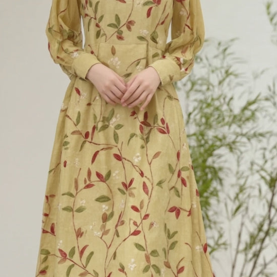 Women's Fusion Batik Dress - Golden Hour Vines - video