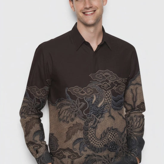 Men's Batik Shirt – Majestic Dragon | Long Sleeves