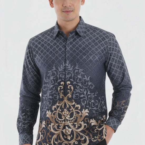 Men's Batik Shirt – Midnight Regal | Long Sleeves