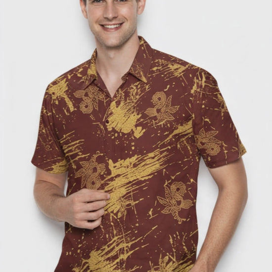 Men's Batik Shirt – Golden Maranta | Short Sleeves | Batik Singapore