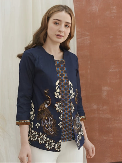 Women's Batik Blouse - Geometric Harmony