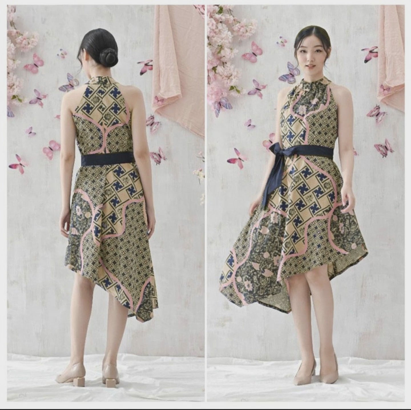 Women's Batik Halter Dress - Butterfly Grace
