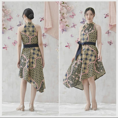 Women's Batik Halter Dress - Butterfly Grace