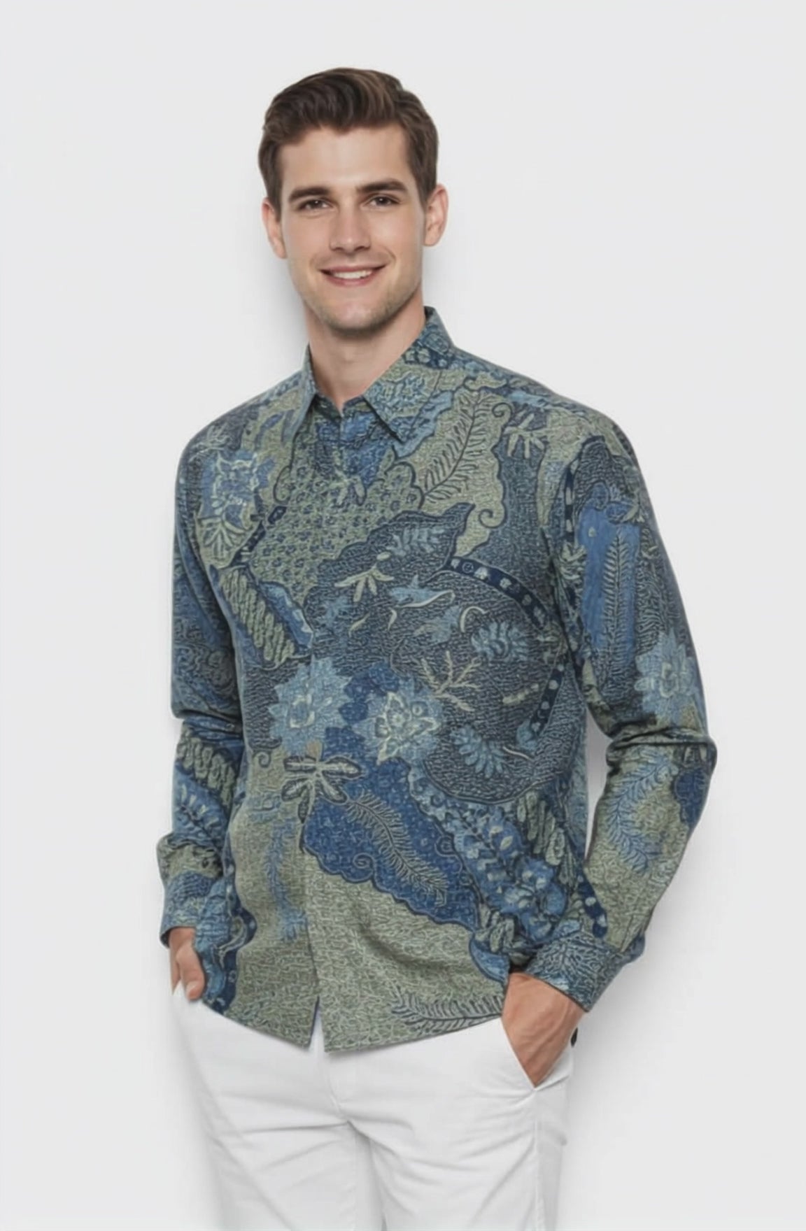 Men's Batik Shirt – Azure Fern | Long Sleeves  video